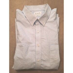 Mens Size 2XL Button Long Sleeve Slim Fit Plaid Business Office Casual Preppy